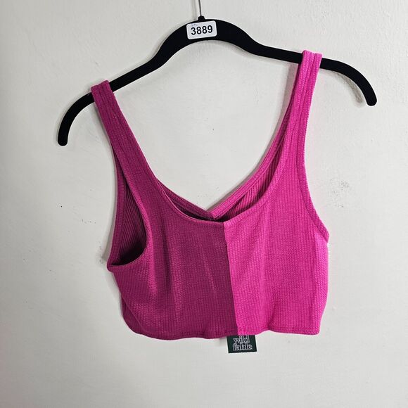 NWT Wild Fable Pink Color Block Front Ruched Bralette Crop Tank Top Medium - Picture 4 of 9